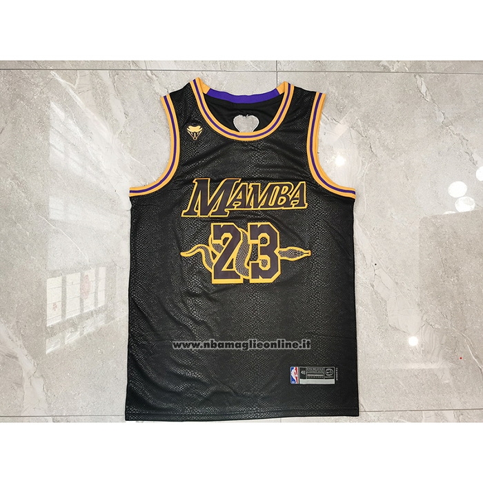 Maglia Los Angeles Lakers LeBron James #23 Black Mamba Nero